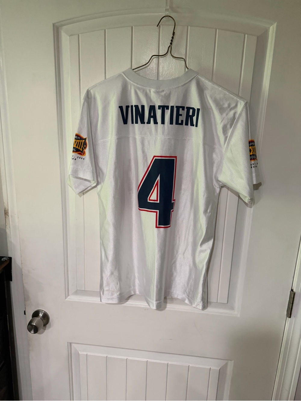 White Vinatieri #4 Kids Athletic Jersey